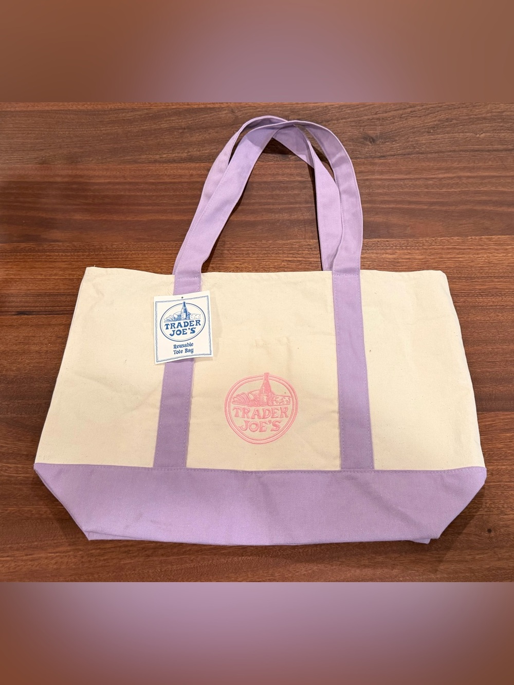 NWT Trader Joe’s Purple Tote Set - Mini & Large Canvas Bags Spring 2026 - Picture 3 of 4